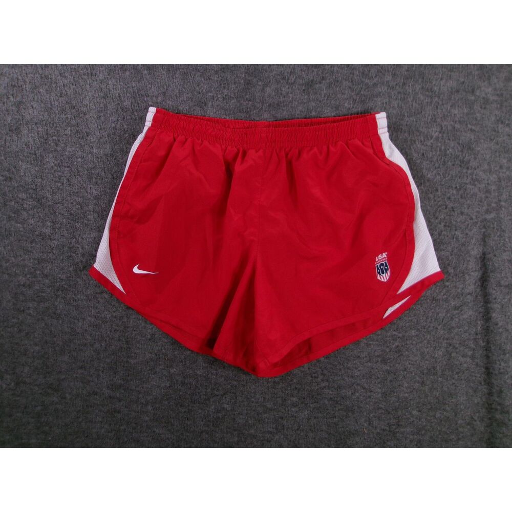 Nike Shorts Girls Medium Red Running USA Lacrosse Elastic Waist Sporty Youth